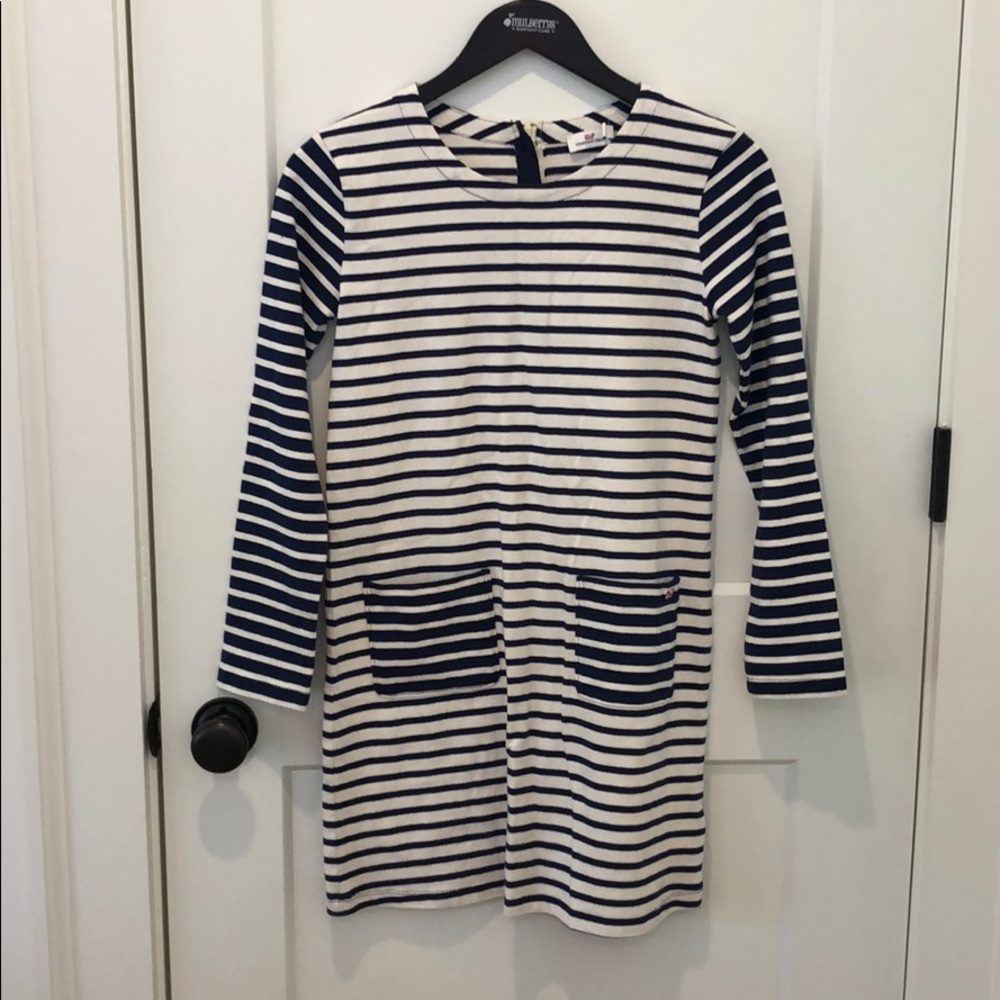 Navy and white dress